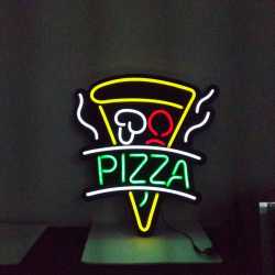 Placa Neon Flex 48cm x 60cm Pizza Letreiro Luminoso 