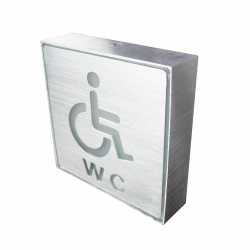 Placa de Led Metal Sinalização Banheiro Para Cadeirante Aqui