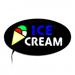 Placa De Led 43x23cm Letreiro Luminoso Efeito Neon Sorvete Ice Cream