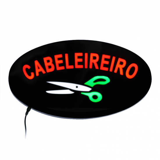 Placa De Led Cabeleireiro 43cm x 23cm Letreiro de Sinalização Luminoso Neon Placa De Led Cabeleireiro 43cm x 23cm Letreiro de Sinalização Luminoso Neon