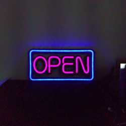Placa Neon Flex 50cm x 25cm Open Letreiro Luminoso