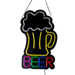 Placa Neon Flex 32cm x 53cm Beer Bar Letreiro Luminoso 
