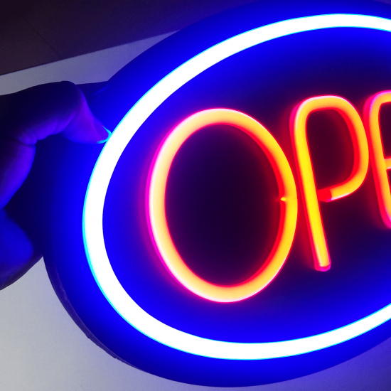 Placa Neon Flex 50cm x 25cm Open Letreiro Luminoso Placa Neon Flex 50cm x 25cm Open Letreiro Luminoso