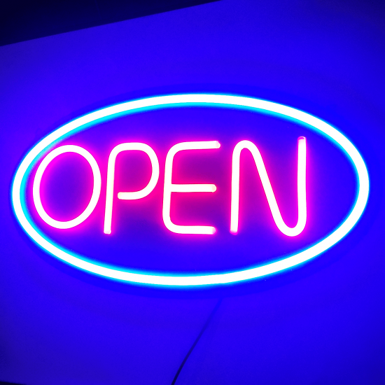 Placa Neon Flex 50cm x 25cm Open Letreiro Luminoso Placa Neon Flex 50cm x 25cm Open Letreiro Luminoso