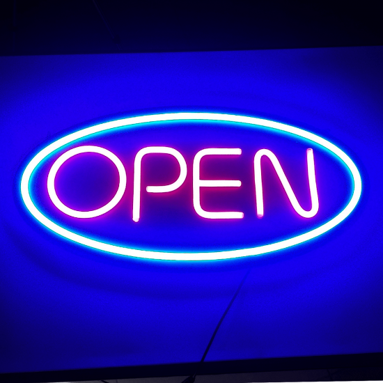 Placa Neon Flex 50cm x 25cm Open Letreiro Luminoso Placa Neon Flex 50cm x 25cm Open Letreiro Luminoso