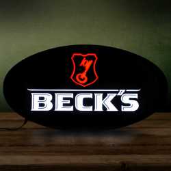 Placa LED Cerveja Beck's Letreiro de Sinalização Luminoso 43cm x 23cm Neon