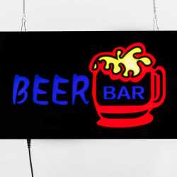 Placa LED Beer Bar Letreiro de Sinalização Luminoso 44cm x 24cm Neon - Cerveja  