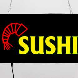 Placa LED Sushi  Letreiro de Sinalização Luminoso 44cm x 24cm Neon 