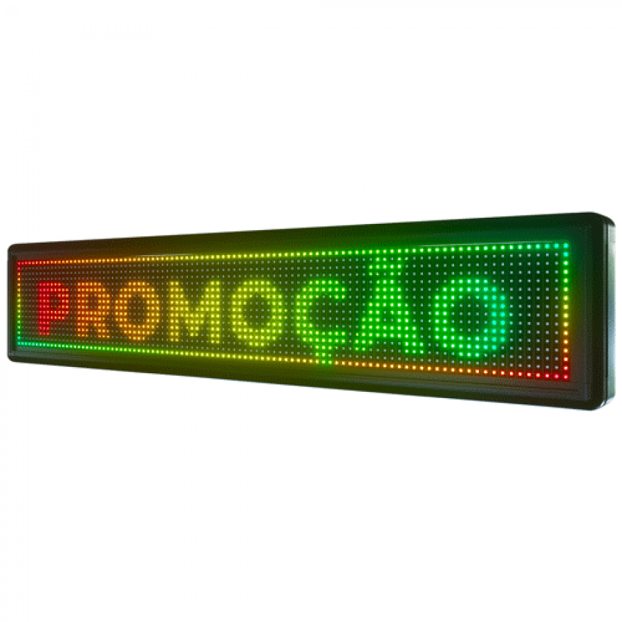Painel De LED Colorido, Letreiro Digital 100cm x 20cm RGB P10 - Uso Interno Painel De LED Colorido, Letreiro Digital 100cm x 20cm RGB P10 - Uso Interno