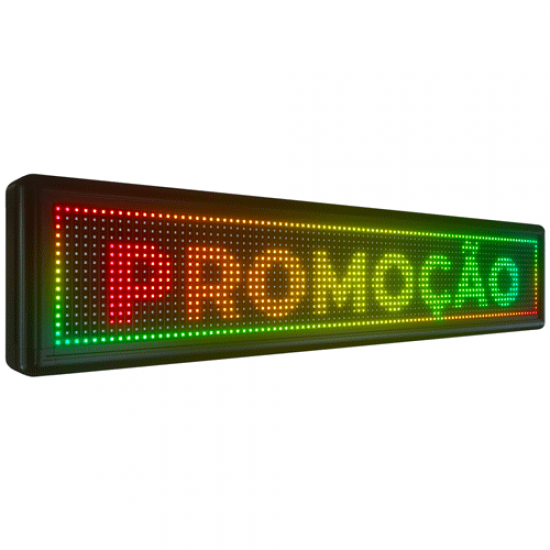 Painel De LED Colorido, Letreiro Digital 103cm x 23cm x 9cm RGB Alto Brilho P10 Painel De LED Colorido, Letreiro Digital 103cm x 23cm x 9cm RGB Alto Brilho P10