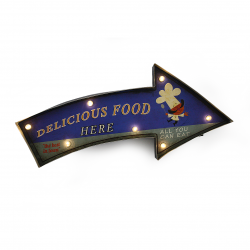 Luminária De Parede Vintage Placa de Led DELICIOUS FOOD para Decoração Retrô 