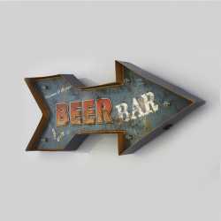 Luminária De Parede Vintage Placa de Led Beer welcome Decorativo Seta 