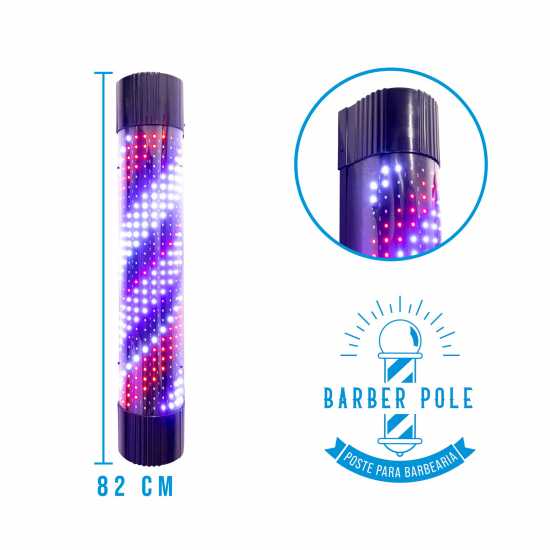 Barber Pole De LED Diversos Efeitos de Iluminação 82cm Barber Pole De LED Diversos Efeitos de Iluminação 82cm