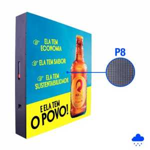 Painel de LED Publicitário Full Color P8 96cm x 96cm Gabinete Outdoor Em Aço