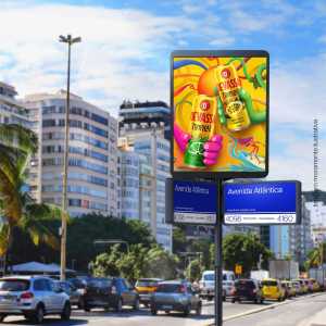 Outdoor Para Placa De Rua Digital LED P5 89cm x 71cm - Mobiliário Urbano Dupla Face