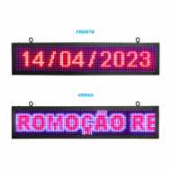 Painel De LED, Letreiro Digital luminoso RGB 100cm x 20cm - Dupla Face