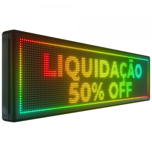 Painel De LED RGB, Letreiro Digital 135cm x 39cm Colorido  P10 - Uso Externo
