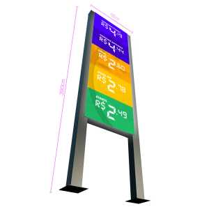 Painel de LED Posto de Combustível 96cm x 288cm Full Color Com Estrutura outdoor
