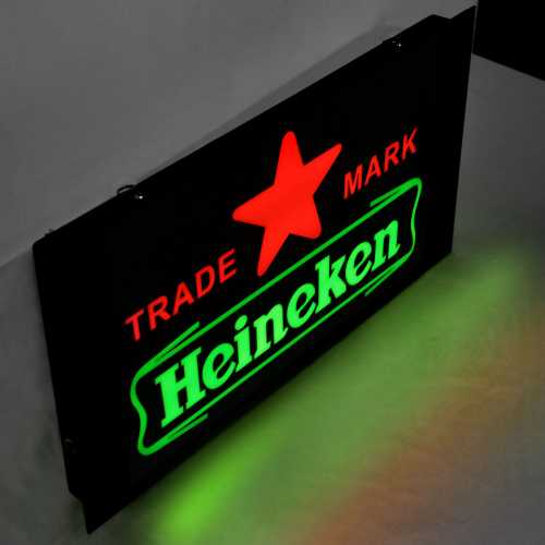 Placa De Led Letreiro Luminoso Efeito Neon 44x24cm Heineken