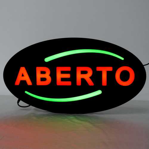 Placa De Led Aberto 43x23cm Letreiro de Sinalização 