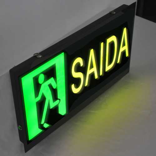 Placa De Led Saída de Emergência 44cm x 24cm Letreiro de 