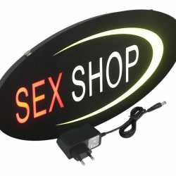 Placa De Led Sex Shop 43cm x 23cm Letreiro de Sinalização Luminoso Efeito Neon