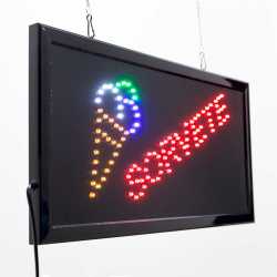 Letreiro De Led Pub Placa de Sinalização Sorvete com Efeito Luminoso 48cm x 25cm