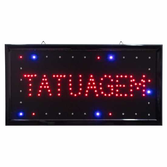 Letreiro De Led Pub Placa de Sinalização Tatuagem com Efeito Luminoso 48cm x 25cm Letreiro De Led Pub Placa de Sinalização Tatuagem com Efeito Luminoso 48cm x 25cm