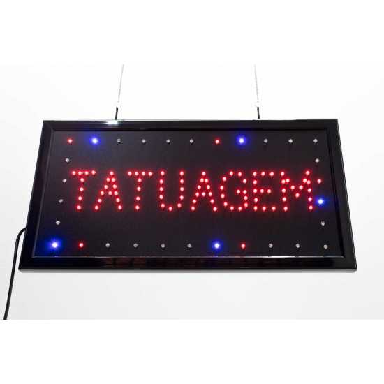 Letreiro De Led Pub Placa de Sinalização Tatuagem com Efeito Luminoso 48cm x 25cm Letreiro De Led Pub Placa de Sinalização Tatuagem com Efeito Luminoso 48cm x 25cm