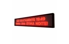 Painel De LED Vermelho Interno 199cm x 39cm Letreiro Digital 