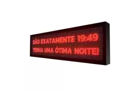 Painel de LED 135cm x 39cm Letreiro Digital Vermelho Uso interno